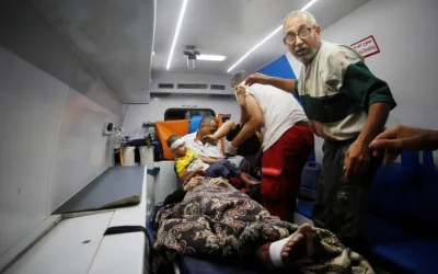 Children taken to Al-Aqsa Hospital after bombing