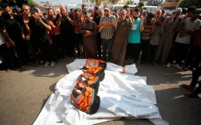 Family, friends bid farewell to rescue medics targeted, killed in Israeli strike
